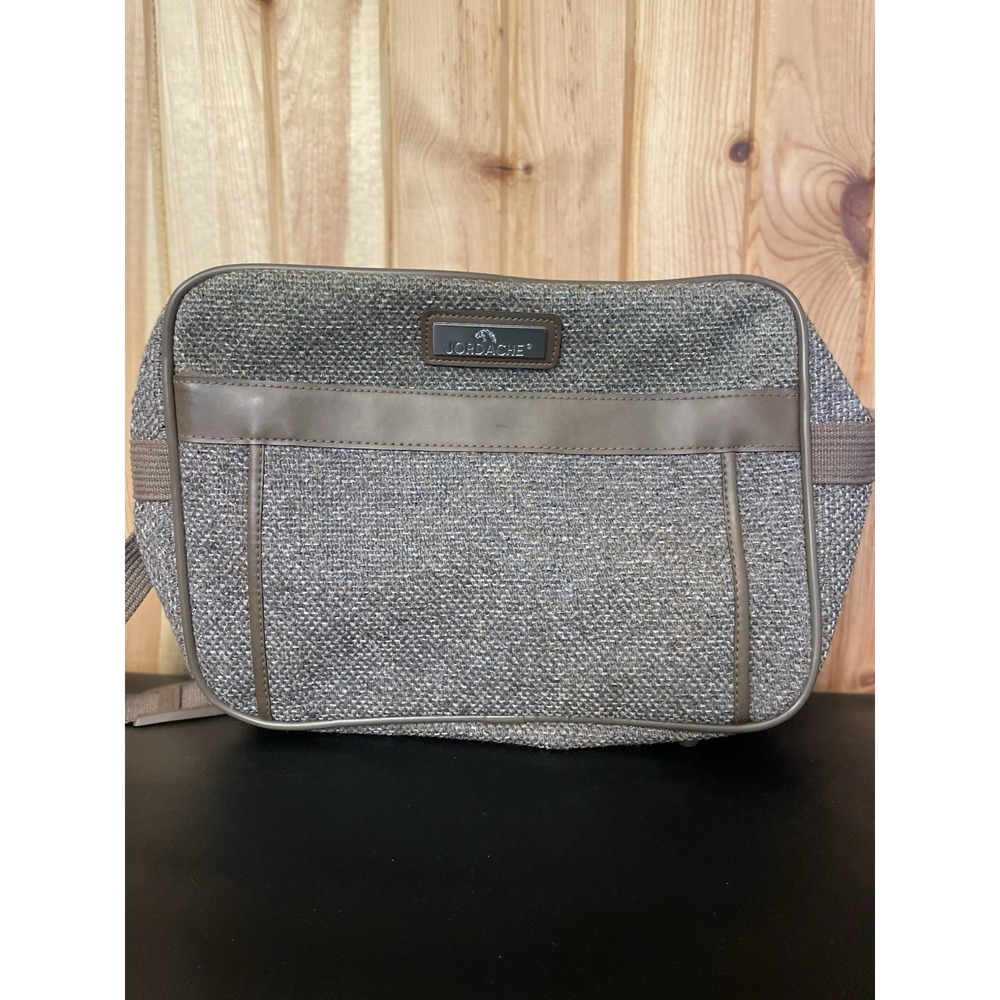 Vintage JORDACHE Tweed Luggage Overnight Carry On Bag Brown Tan 11x15x6